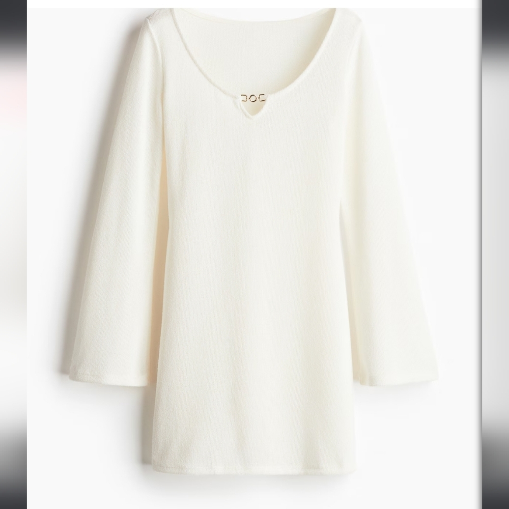 H&M White Long Sleeve Knit Top Sz Small